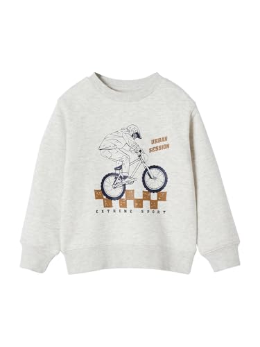 Vertbaudet Jungen Sweatshirt mit Print vorn, Recycling-Polyester Basic weiß meliert 152 von Vertbaudet