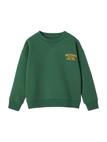 Vertbaudet Jungen Sweatshirt mit Schulbus-Motiv & Recycling-Polyester grün 158/164 von Vertbaudet