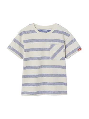 Vertbaudet Jungen T-Shirt aus Waffelpikee weiß gestreift 140 von Vertbaudet