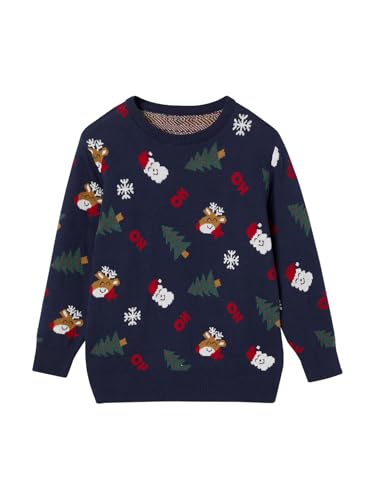 Vertbaudet Jungen Weihnachtspullover mit lustigem Jacquardmuster Marine 158/164 von Vertbaudet