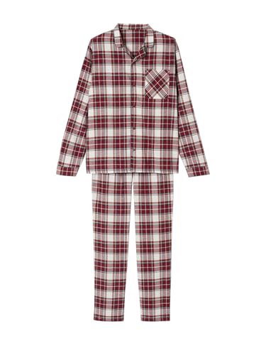 Vertbaudet Karierter Herren Schlafanzug Weihnachts-Capsule Happy Family Oeko-Tex rot kariert M von Vertbaudet