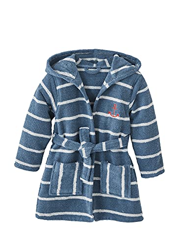 Vertbaudet Kinder Bademantel Oeko Tex® blau/weiß gestreift 98/104 von Vertbaudet