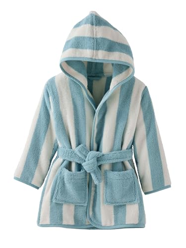 Vertbaudet Kinder Bademantel Capsule STRANDKORB, mit Recycling-Baumwolle blau gestreift 116 von Vertbaudet