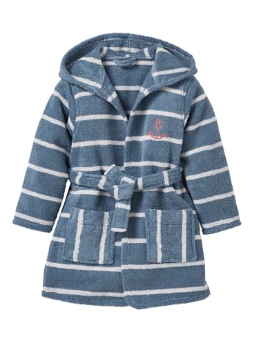 Vertbaudet Kinder Bademantel Oeko Tex® blau/weiß gestreift 146/152 von Vertbaudet