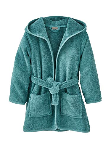 Vertbaudet Kinder Bademantel mit Kapuze dunkelgrün 140 von Vertbaudet