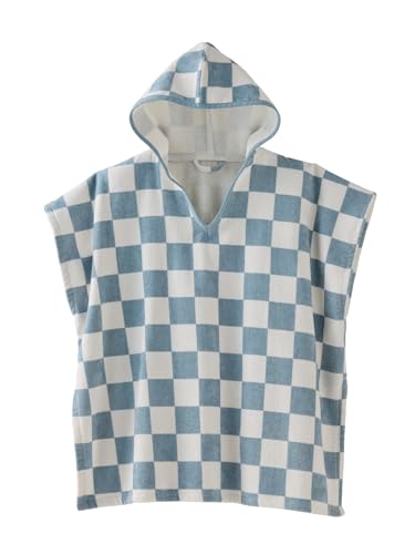 Vertbaudet Kinder Badeponcho mit Recycling-Baumwolle blau kariert 128/140 von Vertbaudet