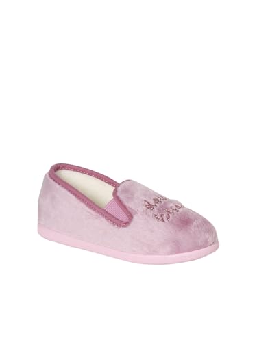 Vertbaudet Kinder Stoff-Hausschuhe mit Gummizug rosa bedruckt 30 von Vertbaudet