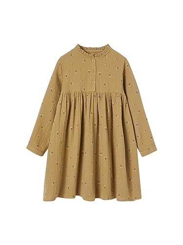 Vertbaudet Kleid aus Baumwollgaze, Details Fantasie für Mädchen, beige, 10 Jahre von Vertbaudet