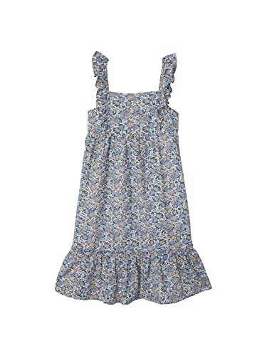 Vertbaudet Kleid mit Rüschen, für Mädchen, Ecru bedruckt mit blauen Blumen, 8 Jahre von Vertbaudet