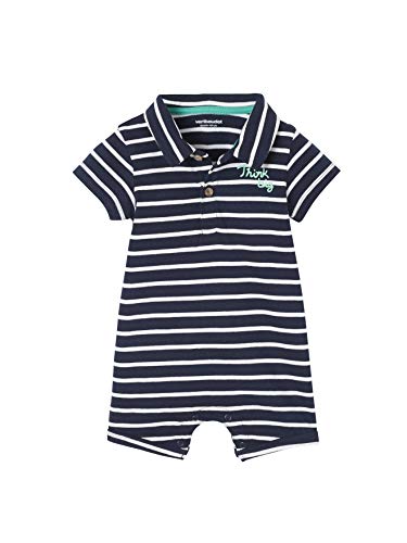 Vertbaudet Kurzoverall Baby Jungen, Polokragen Marine/weiß 68 von Vertbaudet