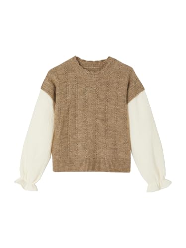 Vertbaudet Mädchen 2-in-1-Pullover, Ajourstrick Camel 116 von Vertbaudet