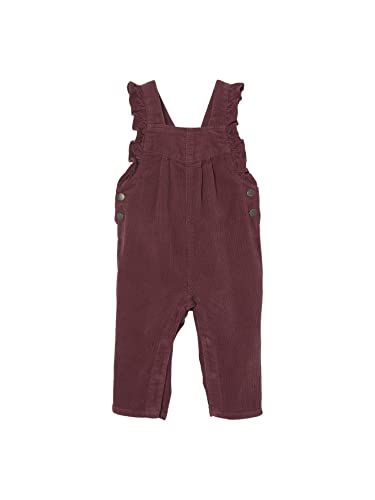 Vertbaudet Mädchen Baby Cord-Latzhose mit Volants Pflaume 68 von Vertbaudet