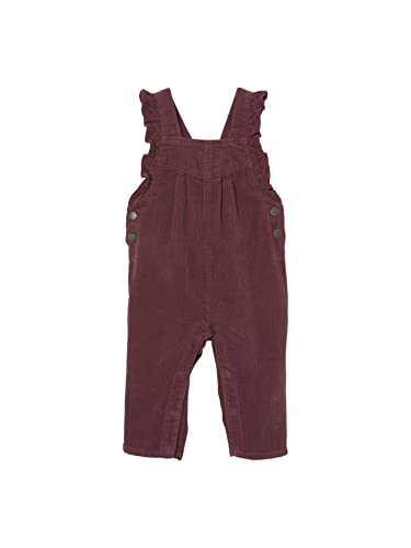 Vertbaudet Mädchen Baby Cord-Latzhose mit Volants pflaume 74 von Vertbaudet