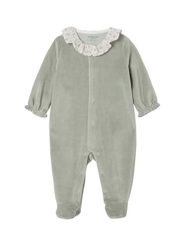 Vertbaudet Mädchen Baby Samtstrampler mit breitem Kragen salbeigrün 62 von Vertbaudet
