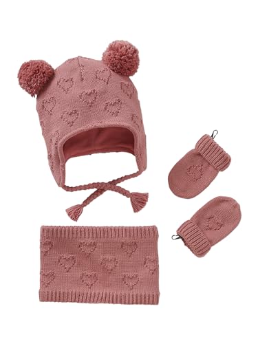 Vertbaudet Mädchen Baby-Set: Mütze, Rundschal & Fäustlinge Altrosa 62/68 von Vertbaudet