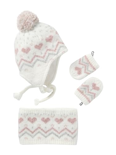 Vertbaudet Mädchen Baby-Set: Mütze, Rundschal & Fäustlinge wollweiß 62/68 von Vertbaudet