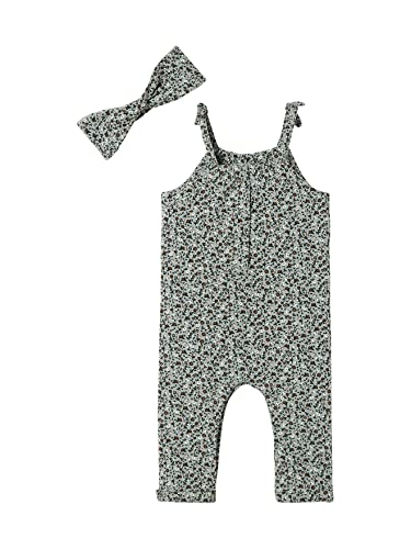 Vertbaudet Mädchen Baby-Set: Overall & Haarband Oeko-Tex graugrün/braun 68 von Vertbaudet