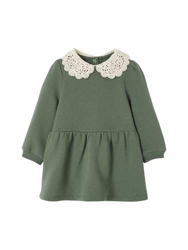 Vertbaudet Mädchen Baby Sweatkleid mit Häkelkragen grün 86 von Vertbaudet