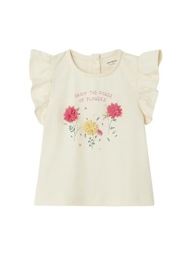 Vertbaudet Mädchen Baby T-Shirt, 3D-Blumen Oeko-Tex wollweiß 74 von Vertbaudet