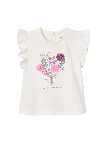 Vertbaudet Mädchen Baby T-Shirt, 3D-Blumen vanille 68 von Vertbaudet