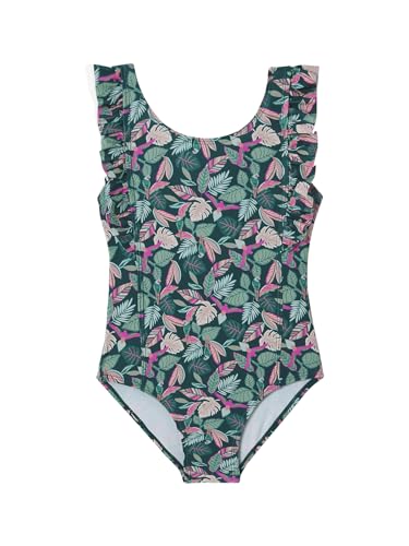 Vertbaudet Mädchen Badeanzug mit Tropenprint tannengrün 110 von Vertbaudet