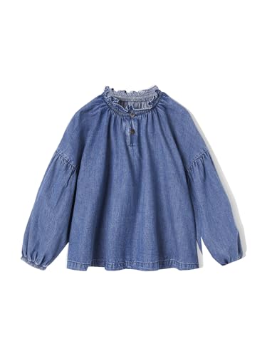 Vertbaudet Mädchen Bluse aus Light-Denim Mittelblau 146/152 von Vertbaudet