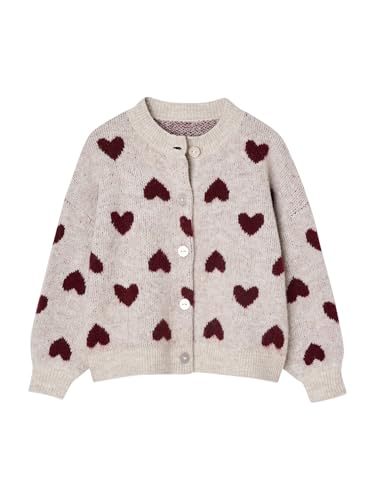 Vertbaudet Mädchen Cardigan mit Jacquard-Herzen und Recycling-Polyester beige golden 92/98 von Vertbaudet