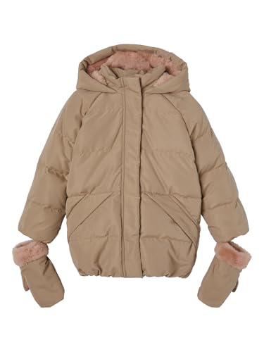 Vertbaudet Mädchen Daunenjacke mit Handschuhen cappuccino 140 von Vertbaudet