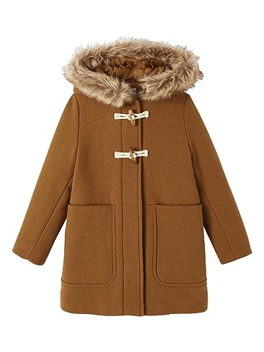Vertbaudet Mädchen Dufflecoat mit Kapuze & Knebelknöpfen camel 146/152 von Vertbaudet