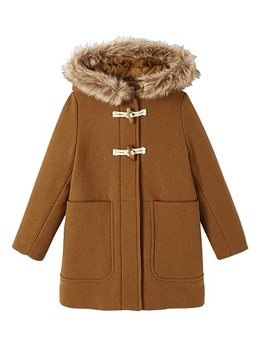 Vertbaudet Mädchen Dufflecoat mit Kapuze & Knebelknöpfen Camel 92/98 von Vertbaudet