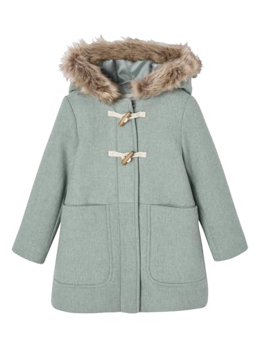 Vertbaudet Mädchen Dufflecoat mit Kapuze & Knebelknöpfen graugrün 158 von Vertbaudet