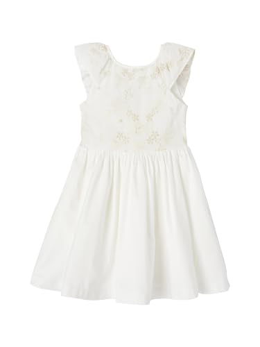 Vertbaudet Mädchen Festkleid mit gestickten Glanz-Blumen weiß 140 von Vertbaudet