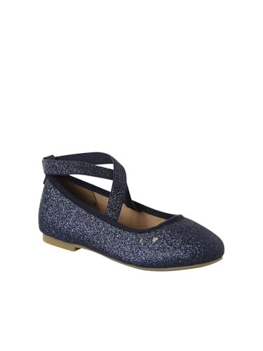 Vertbaudet Mädchen Glitzer-Ballerinas mit überkreuztem Gummi-Riemchen Marine 24 von Vertbaudet