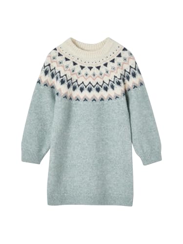 Vertbaudet Mädchen Jacquard-Strickkleid graugrün 146/152 von Vertbaudet