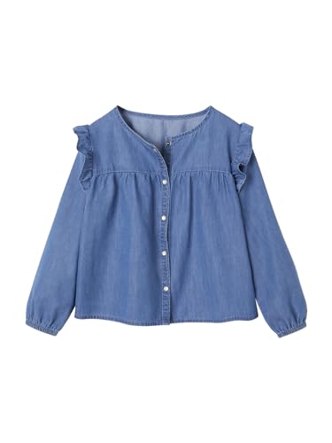 Vertbaudet Mädchen Jeansbluse mit Volants Blue Stone 110 von Vertbaudet