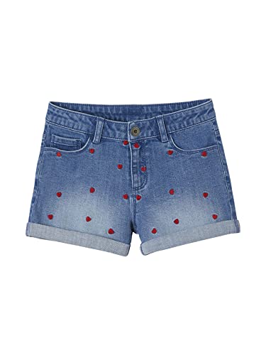 Vertbaudet Mädchen Jeansshorts, Bestickt, Bundweite verstellbar Blue Stone 122 von Vertbaudet