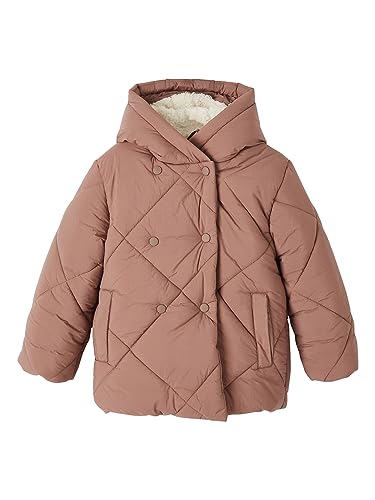 Vertbaudet Mädchen Kapuzen-Steppjacke mit Teddyfleece-Futter, Wattierung Recycling-Polyester blush 122 von Vertbaudet