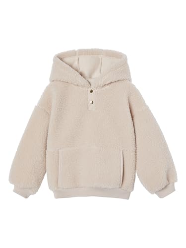 Vertbaudet Mädchen Kapuzenpullover aus Teddyfleece wollweiß 86 von Vertbaudet