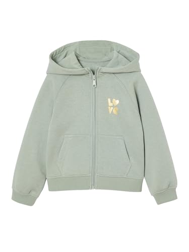 Vertbaudet Mädchen Kapuzensweatjacke für Sport und Freizeit mit Recycling-Polyester salbeigrün 128 von Vertbaudet