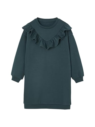 Vertbaudet Mädchen Kleid aus weicher Sweatware mit Recycling-Polyester smaragdgrün 146/152 von Vertbaudet