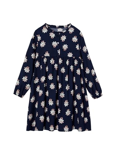 Vertbaudet Mädchen Kleid mit Knopfleiste vorn und Printmuster Marine 140 von Vertbaudet