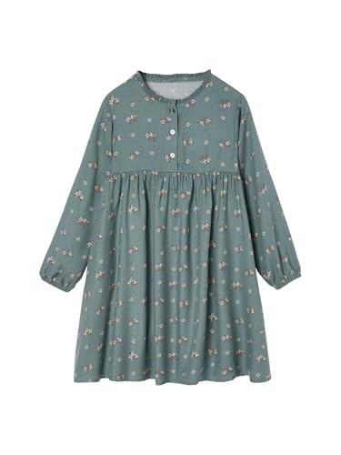 Vertbaudet Mädchen Kleid mit Knopfleiste vorn und Printmuster salbeigrün 92/98 von Vertbaudet