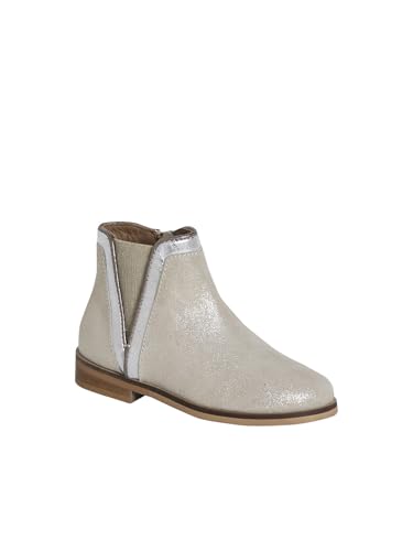 Vertbaudet Mädchen Leder-Boots mit Reißverschluss und Gummizug gold 26 von Vertbaudet
