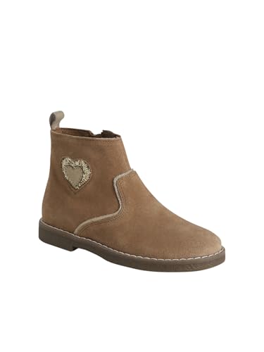 Vertbaudet Mädchen Leder-Boots mit Reißverschluss und glitzerndem Herz camel 27 von Vertbaudet