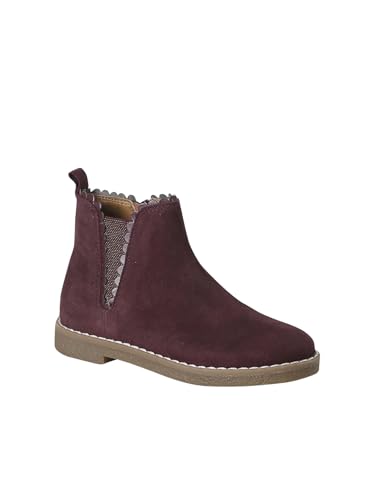 Vertbaudet Mädchen Leder-Boots mit Zierborte, Reißverschluss und Gummizug-Einsatz bordeaux 28 von Vertbaudet