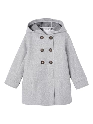 Vertbaudet Mädchen Mantel mit Kapuze, Woll-Optik grau meliert 134 von Vertbaudet