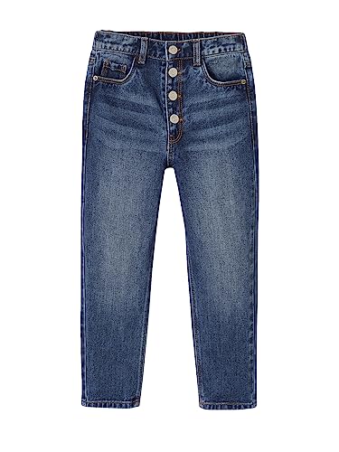 Vertbaudet Mädchen Mom-Fit-Jeans, WATERLESS Hüftweite Slim Jeansblau 122 von Vertbaudet