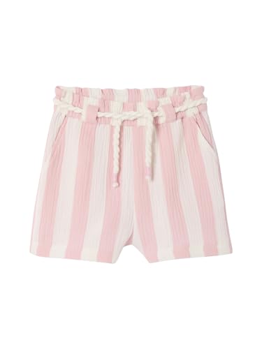 Vertbaudet Mädchen Musselin-Shorts mit Breiten Streifen und Bindegürtel bonbon rosa 140 von Vertbaudet