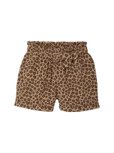 Vertbaudet Mädchen Paperbag-Shorts, Musselin, Bundweite verstellbar beige/Leo 110 von Vertbaudet