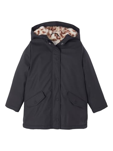 Vertbaudet Mädchen Regenjacke mit Kapuze & Teddyfleece-Futter anthrazit 140 von Vertbaudet